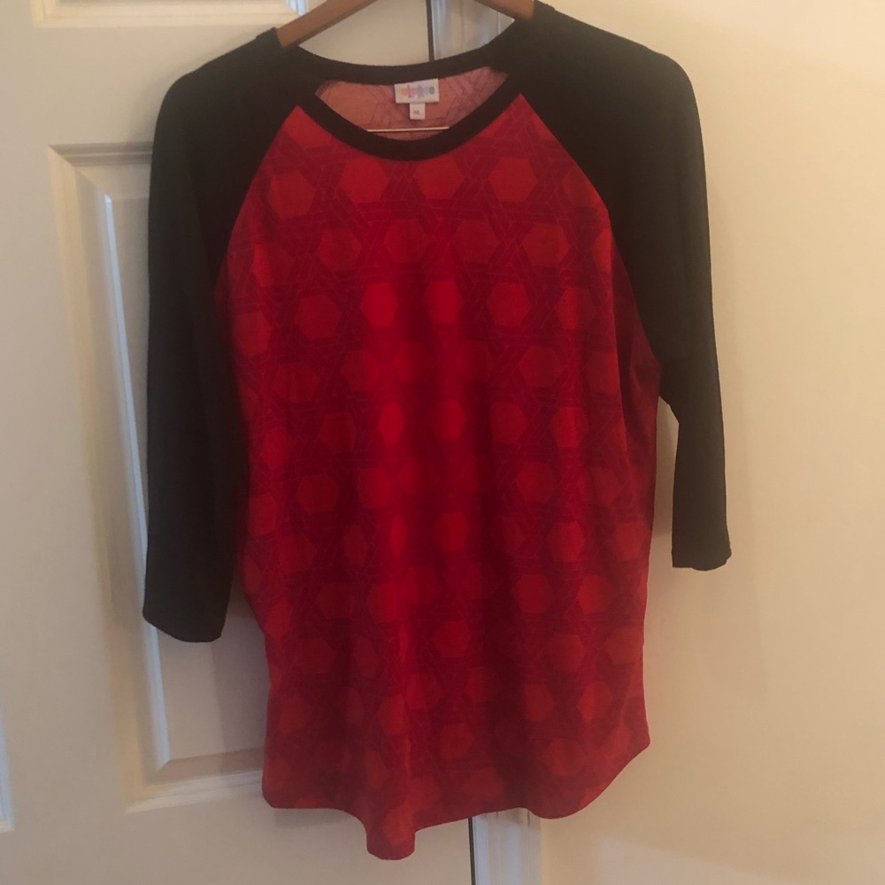 LuLaRoe Size XL Randy Baseball style Top Red Black